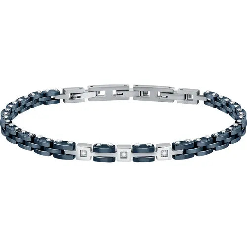 Pulsera Hombre Acero y Diamantes Azules SAUK04