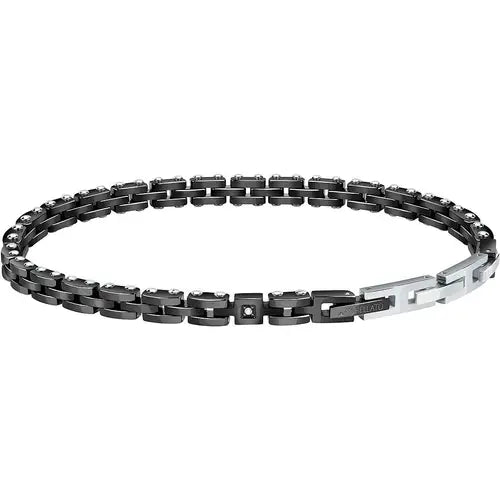 Pulsera Hombre SAUK05 Acero y Diamantes Negros