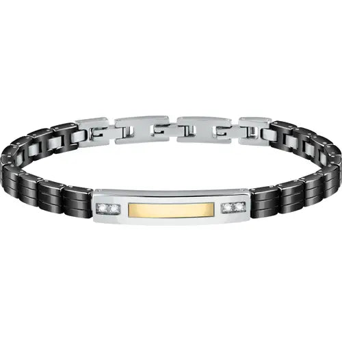 Bracciale Uomo Gold Silver, Nero e Dorato SATM11