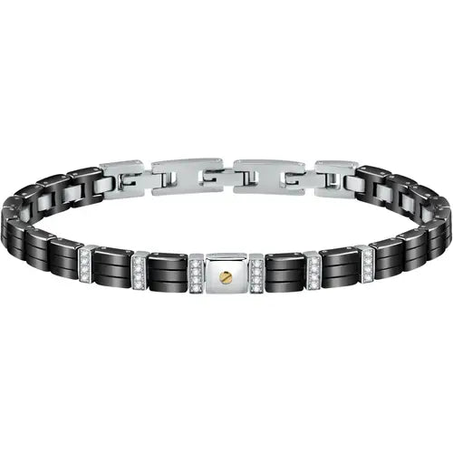 Bracciale Uomo Gold Acciaio e Nero SATM15