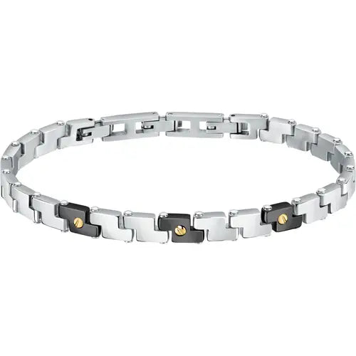 Bracciale Uomo Gold Silver, Nero e Dorato SATM18