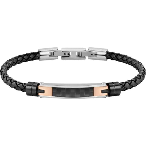 Pulsera Moody Hombre Negro, Rosa y Acero SQH22