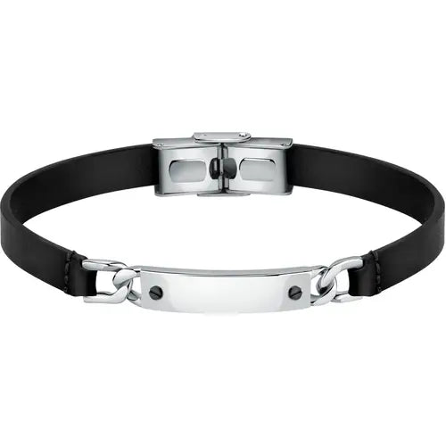 Bracciale Uomo Moody Acciaio e Nero SQH44