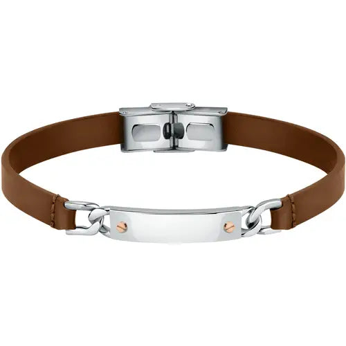 Bracciale Uomo Moody Acciaio e Marrone SQH45