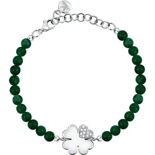 Bracciale Valentina Quadrifoglio con Perle Verdi SATQ08