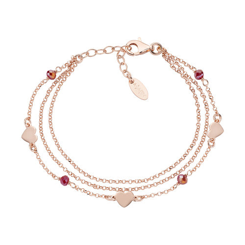 BRMFCURR Pulsera de varias vueltas con cristales rosados ​​y corazón