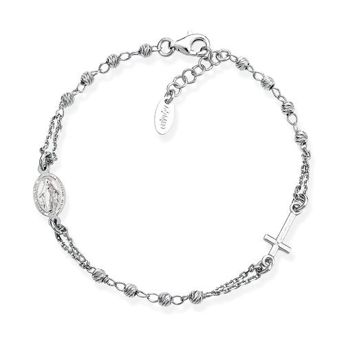 BROBD3 Pulsera de plata con rosario de diamantes para hombre