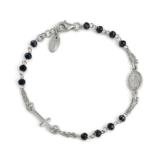 Pulsera Rosario Cristal Gris BROBG3