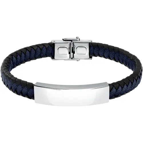 Bracciale Uomo Bandy Acciaio, Nero e Blu SZV108