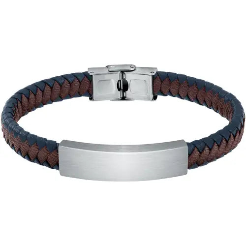 Pulsera Bandy Hombre Acero, Marrón y Azul SZV109