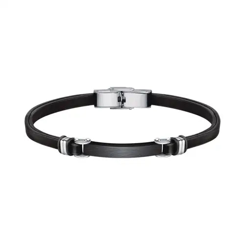 Pulsera Bandy Plata y Negro Hombre SZV92