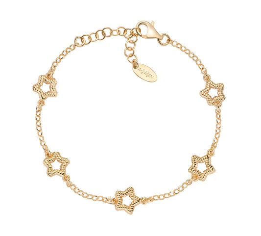 Pulsera Múltiples Estrellas Moleteadas Doradas BRGOSTG1