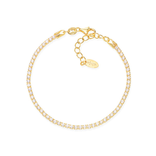 Pulsera Tennis Dorada con Circonitas Blancas BTGB16