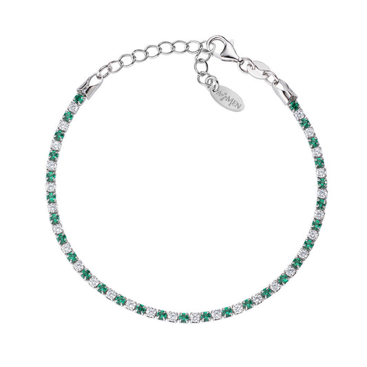 Pulsera Tennis de Zirconia Blanca Rodiada y Verde BTABBVE16