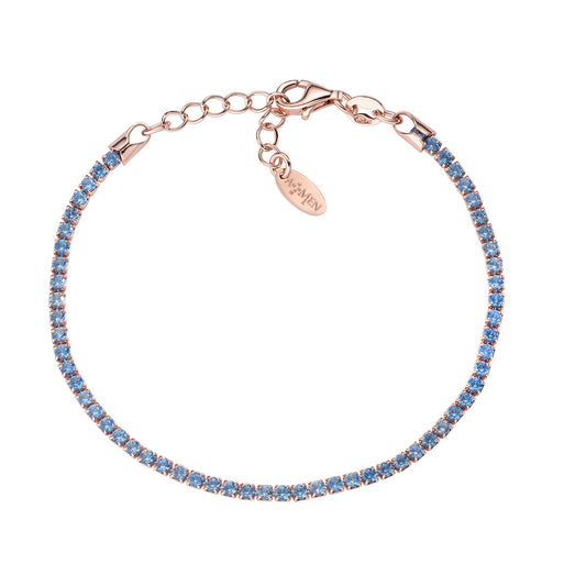 Pulsera Tennis Rosè Zirconia Azul BTRAZ16