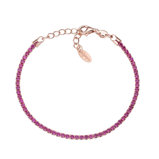 Pulsera Tennis Rosè Zirconia Fucsia BTRFU16