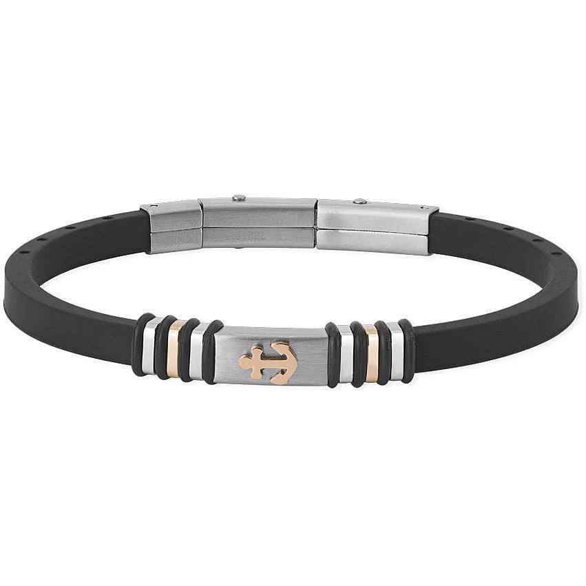 Bracciale Uomo Caucciù Nero Ancora 232262