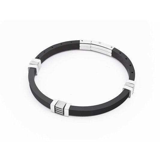 Bracciale Uomo 4US in Acciaio e Gomma Nera 4UBR4151