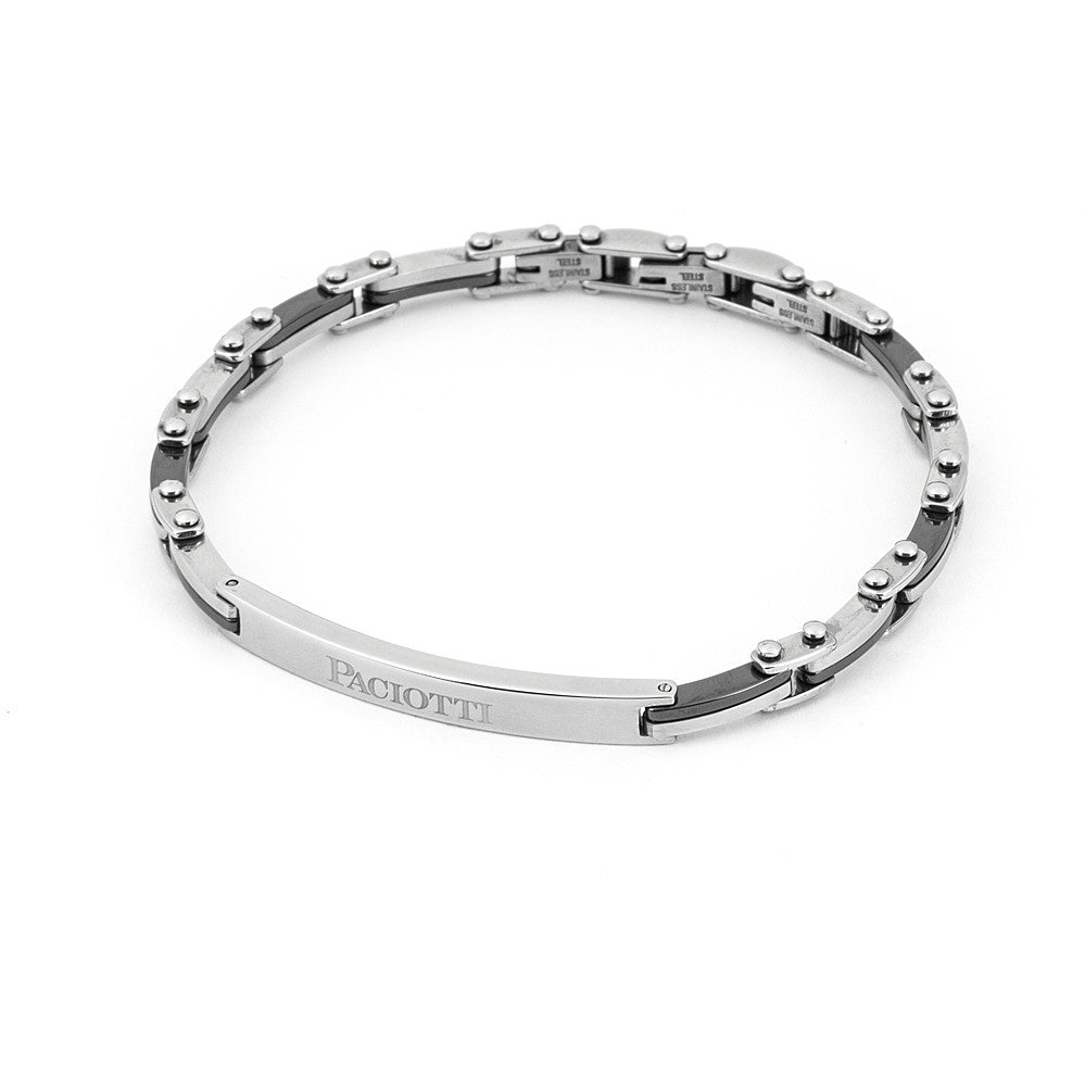 Pulsera de hombre 4US en acero y cerámica negra 4UBR4358