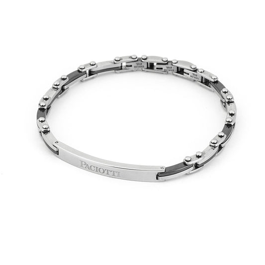 Bracciale Uomo 4US in Acciaio e Ceramica Nera 4UBR4358