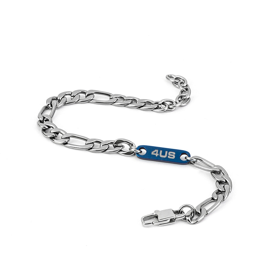 Bracciale Uomo 4US in Acciaio con Targa Blu 4UBR4384