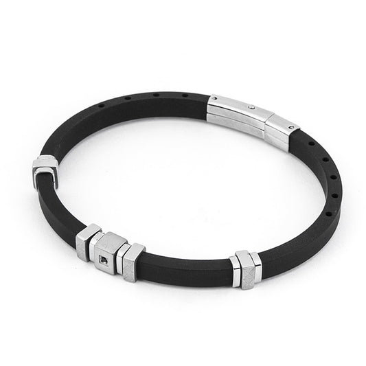 Pulsera de Hombre 4US en Silicona Negra y Acero 4UBR4438 