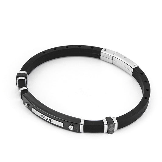 4US Pulsera de silicona negra y acero negro para hombre 4UBR4445 