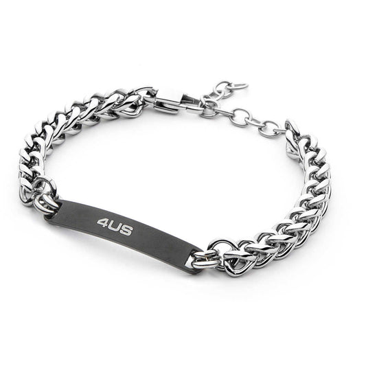 Bracciale Uomo 4US Acciaio con Targa Nera 4UBR4514