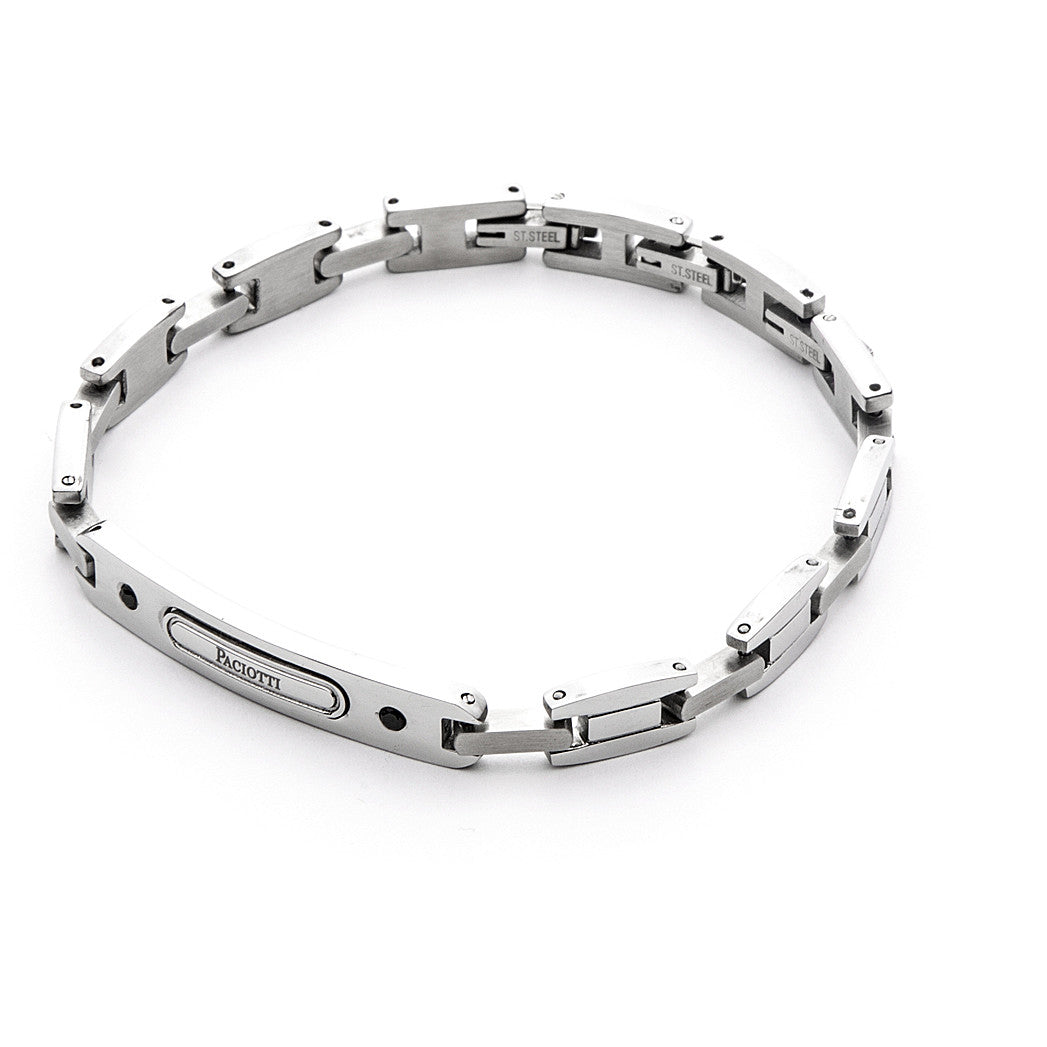 Bracciale Uomo 4US Acciaio e Zirconi Neri 4UBR4536