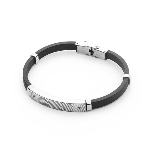 Bracciale Uomo 4US in Acciaio e Gomma Nera 4UBR4544