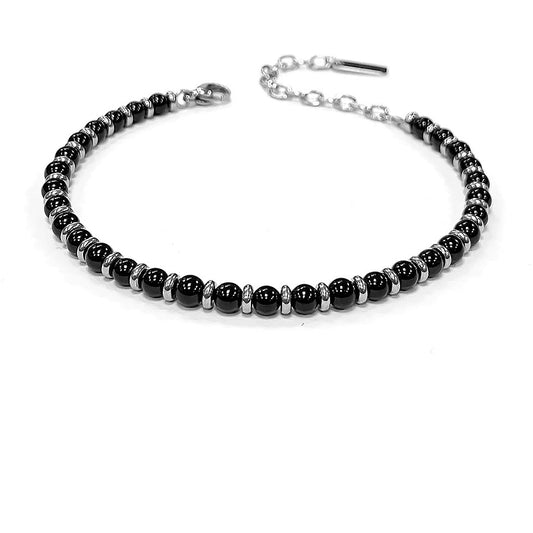 Pulsera Hombre Esferas Ágata Negra ABR613 