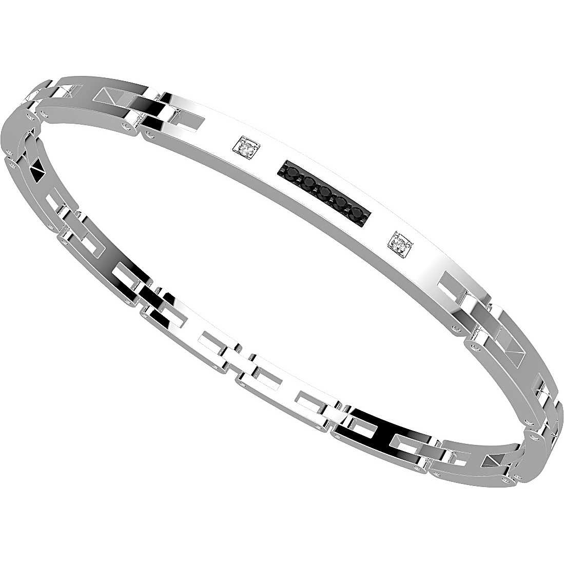 Bracciale Uomo HiTeck in Acciaio con Zaffiri Bianchi EHB102