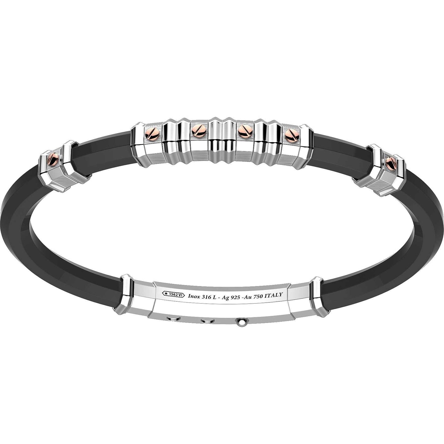 Pulsera Robertinox para Hombre en Silicona Negra y Acero EXB981R-N