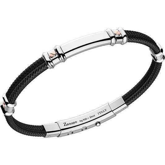 Brazalete de hombre Robikevlar negro con cierre de plata EXB577R-NE