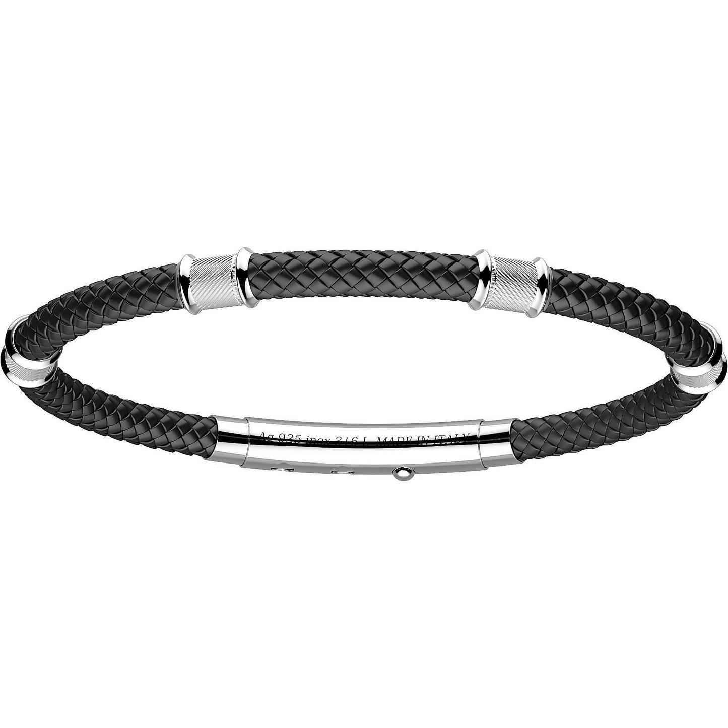 Bracciale Uomo Robikevlar Nero e Argentato EXB585-NE