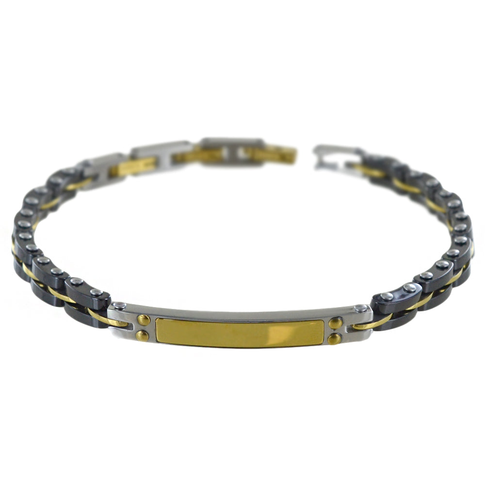 Bracciale Uomo in Acciaio con Pvd Nero e Dorato UHB052