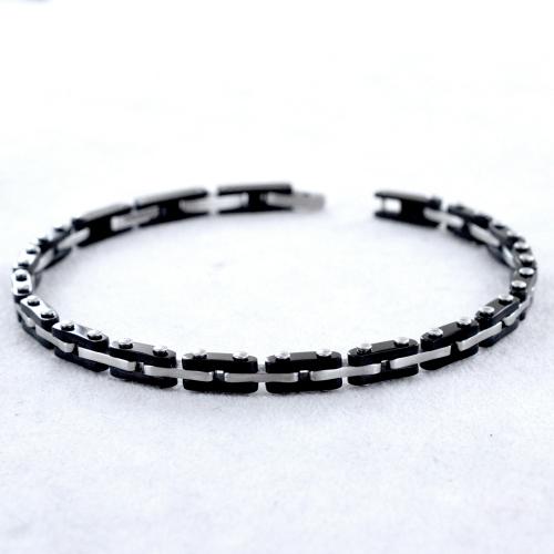 Bracciale Uomo HiTeck Argentato e Nero UHB044