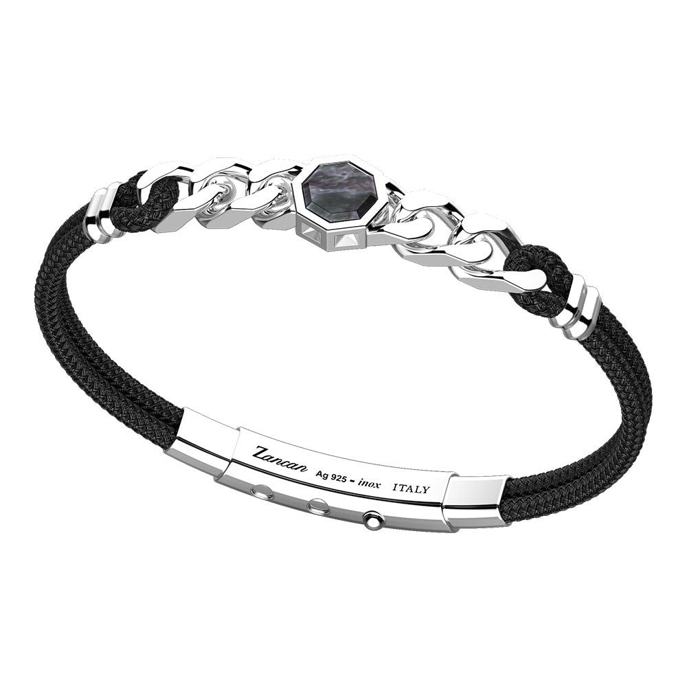 Pulsera de Hombre de Kevlar con Baño de Plata y Nácar ESB158