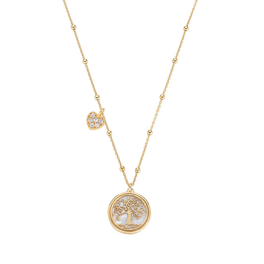 CLALCUG Collar Corazón Dorado Árbol de la Vida