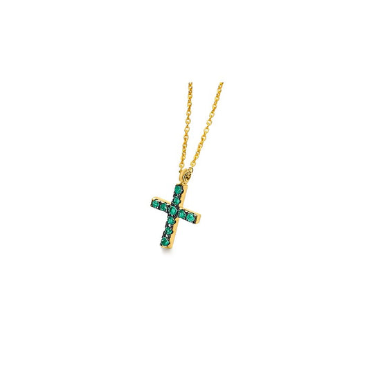Collana Dorata con Croce di Smeraldi GD101OA.ES