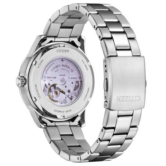 Orologio Uomo Automatico Acciaio e Bianco NH8400-87A