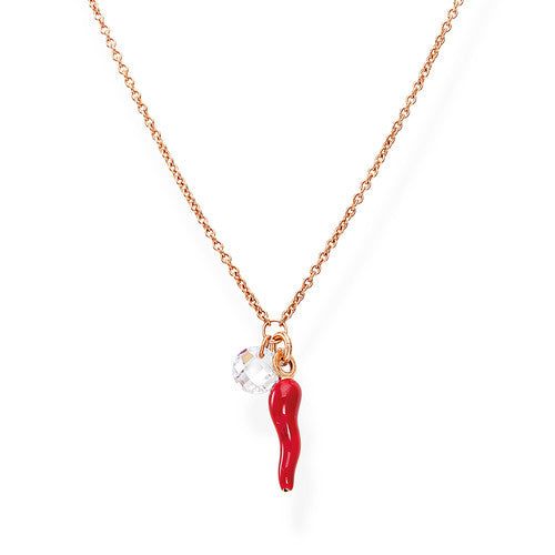 Collana Cornetti Con Corno Rosso E Punto Luce CLCORR