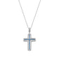 Collar Cruz Circonitas Azules Dobles CLCRVBBLZ