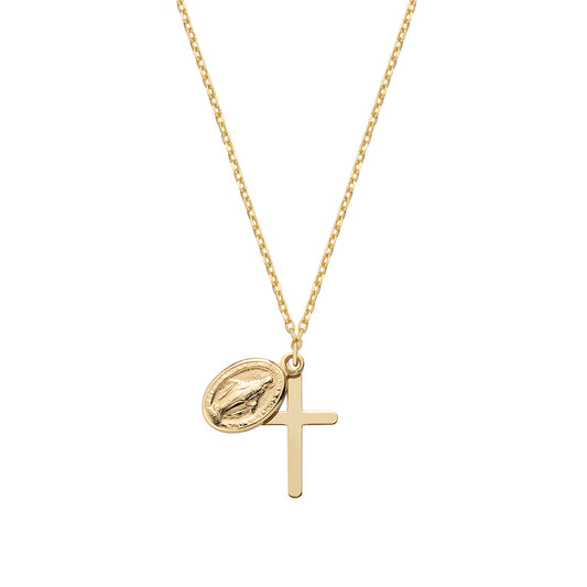 Collar Cruz Dorada y Milagroso AU9CLCRMIG3