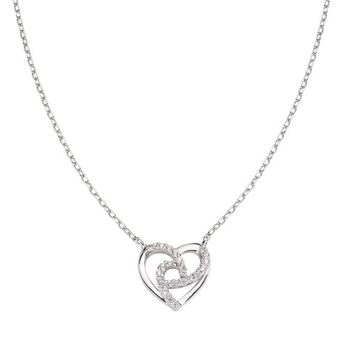 Collana Cuore in Argento con Zirconi CLHHBBZ