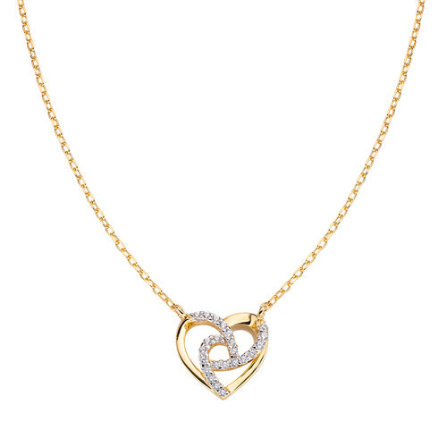 Collana Cuore Dorata con Zirconi CLHHGBZ