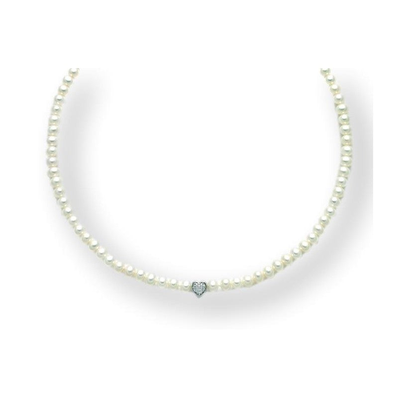 Collana Perle 5,5mm con Cuore e Diamante PCL5789V