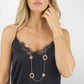 Collar Largo Bicolor con Cuadros y Cristales XGR674RS