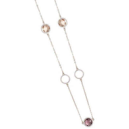 Collana con Cristalli Ametista, Peach e Zirconi XGR262RS