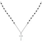 Collar Cruz Hombre Plata y Negro SKR66